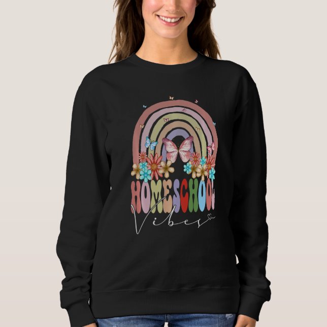 Sudadera Homeschool Vibes Back To School Rainbow Groovy Flo (Anverso)