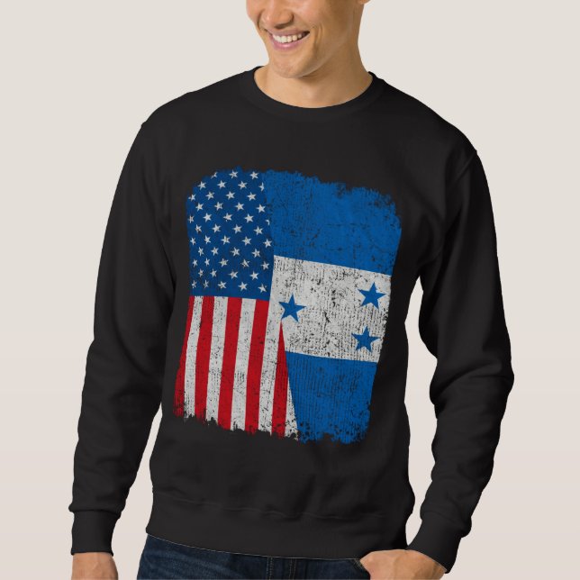 Sudadera Honduran American Flag Half USA Honduras Root Prou (Anverso)