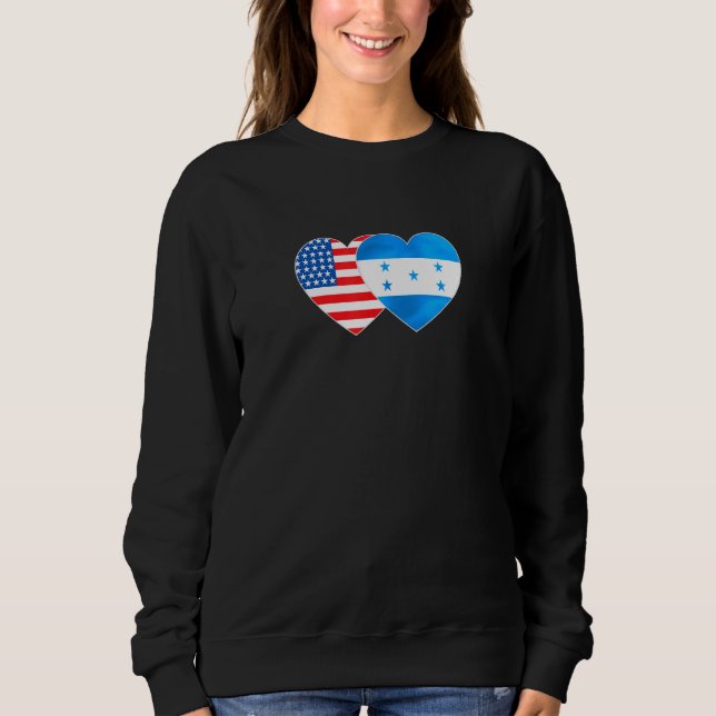 Sudadera Honduras &USA Flag Twin Heart 4 Honduran Americans (Anverso)