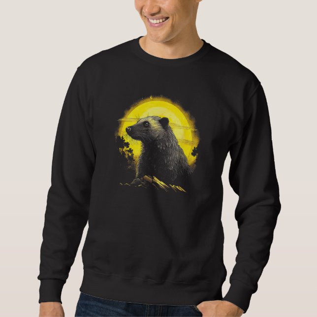 Sudadera Honey Badger With Full Moon in Background (Anverso)