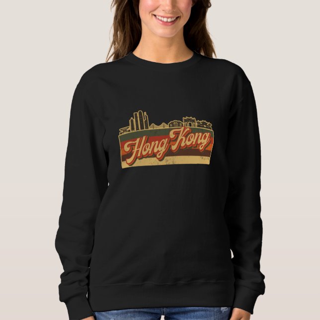Sudadera Hong Kong Skyline & Retro Stripes - Orgullo canton (Anverso)