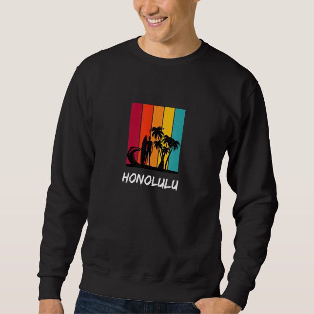 Sudadera Honolulu Holiday Vacation Souvenir Retro Surfing (Anverso)