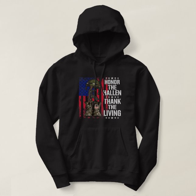 Sudadera Honor The Fallen Gracias A Living Veterans Day Fla (Diseño del anverso)