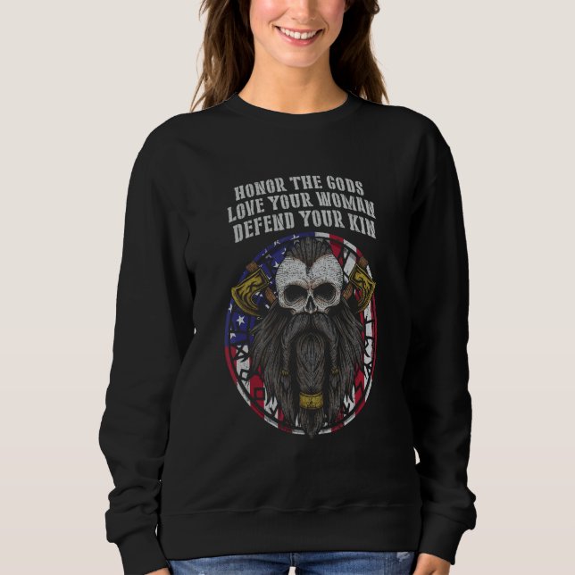 Sudadera Honor The Gods Defend Your Kin Odin Norwegian Nors (Anverso)