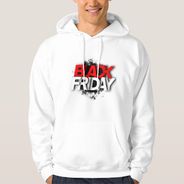 Sudadera Hoodie blanco masculino con negrita "VIERNES NEGRO (Anverso)