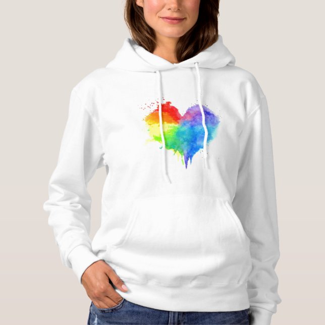 Sudadera Hoodie cardíaca con manchas de arco iris (Anverso)