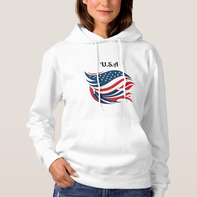 Sudadera Hoodie, chica de bandera de EE.UU. (Anverso)