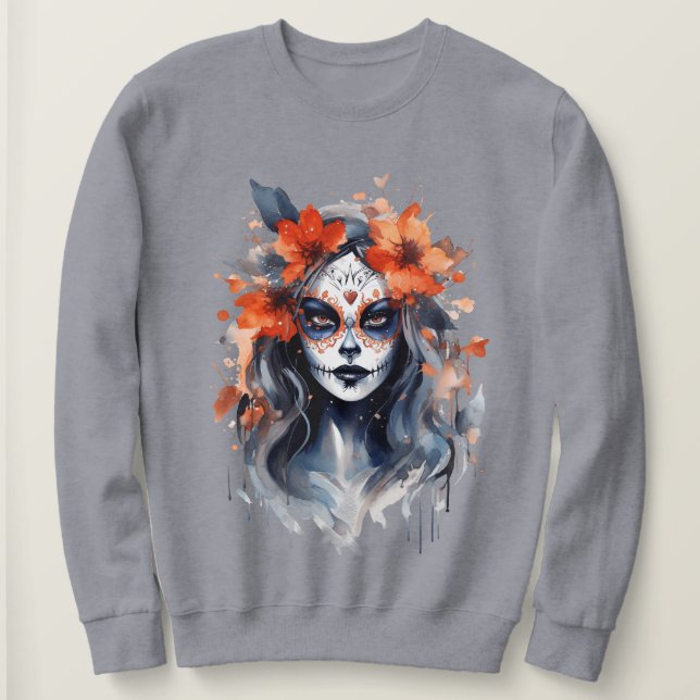 Sudadera Hoodie con una adorable bruja para Halloween (Anverso del diseño)
