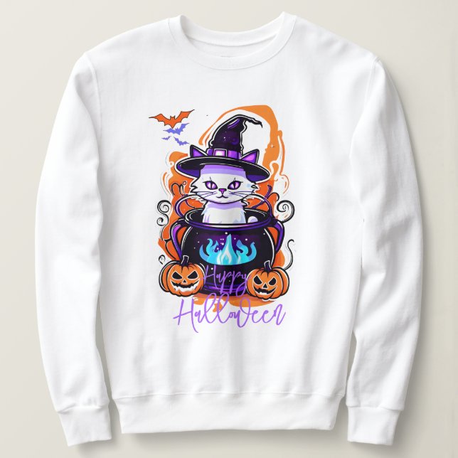 Sudadera Hoodie de calabaza para brujas, Halloween fantasma (Anverso del diseño)