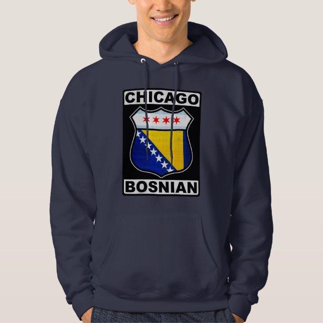 Sudadera Hoodie de diseño bosnio-americano de Chicago (Anverso)