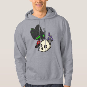 Sudadera Hoodie de hongo, cráneo y hongo de color verde