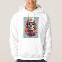 Hoodie de la camiseta del cráneo colorida