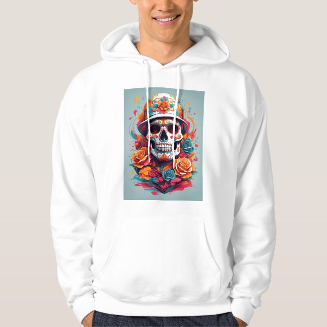 Sudadera Hoodie de la camiseta del cráneo colorida (Anverso)