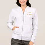 Sudadera Hoodie de la tipografía del Relieve metalizado dor<br><div class="desc">Acabo de casar con la tipografía de Relieve metalizado dorado Hoodie por un recién casado en su luna de miel.</div>