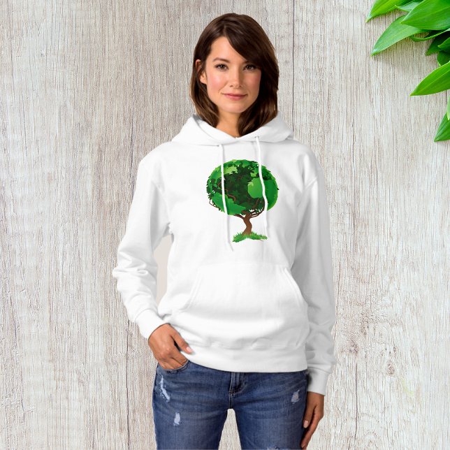 Sudadera Hoodie de las mujeres del mundo del árbol verde (Subido por el creador)