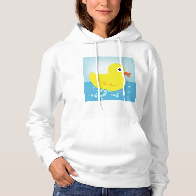 Sudadera Hoodie de las mujeres del pato de caucho amarillo (Anverso)