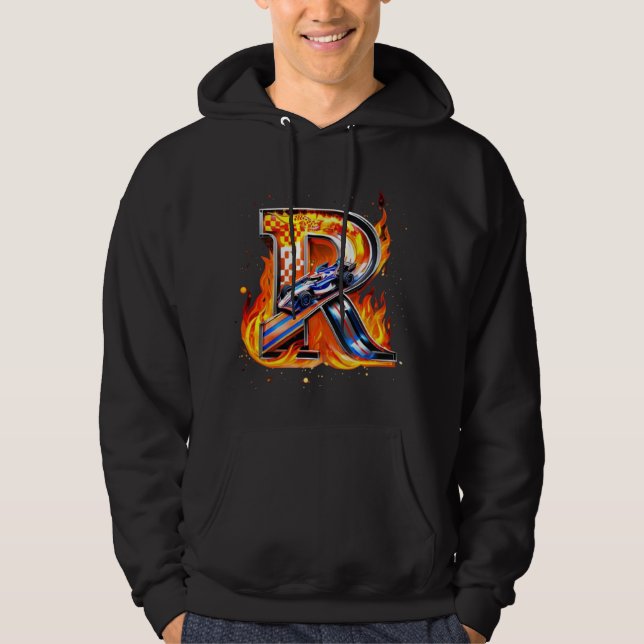 Sudadera Hoodie de motociclista "Flaming 'R'" (Anverso)