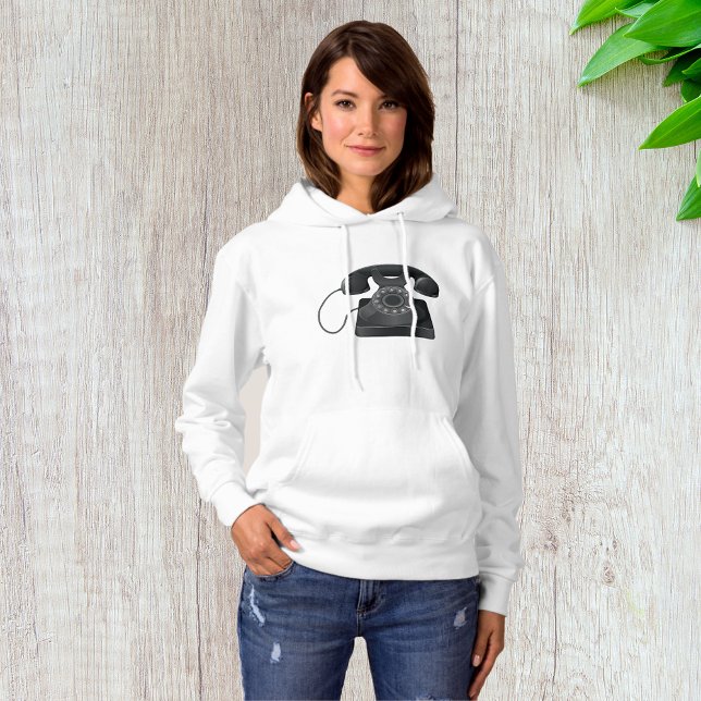 Sudadera Hoodie de mujeres viejas del teléfono negro (Subido por el creador)