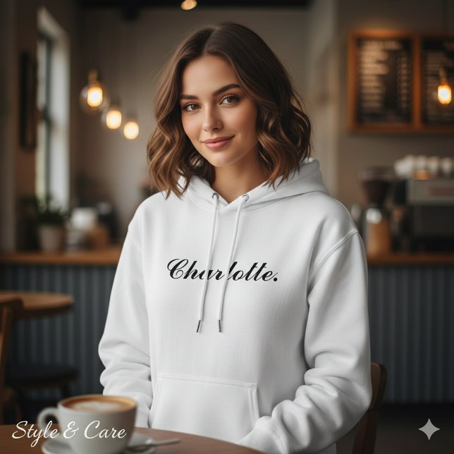 Sudadera Hoodie de nombre personalizado clásico para mujere (Classic Custom Name Hoodie for Women in Soft Style)