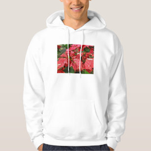 Sudadera Hoodie de poinsettias rojas y blancas