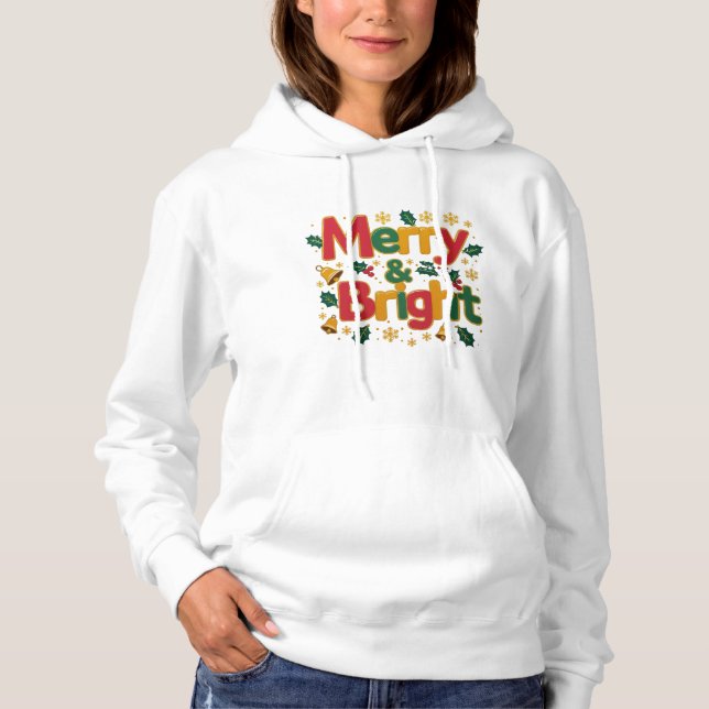 Sudadera Hoodie de pullover femenina de merry y Bright (Anverso)