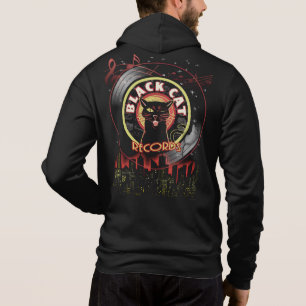 Sudadera Hoodie de registros de gato negro - Estilo de etiq