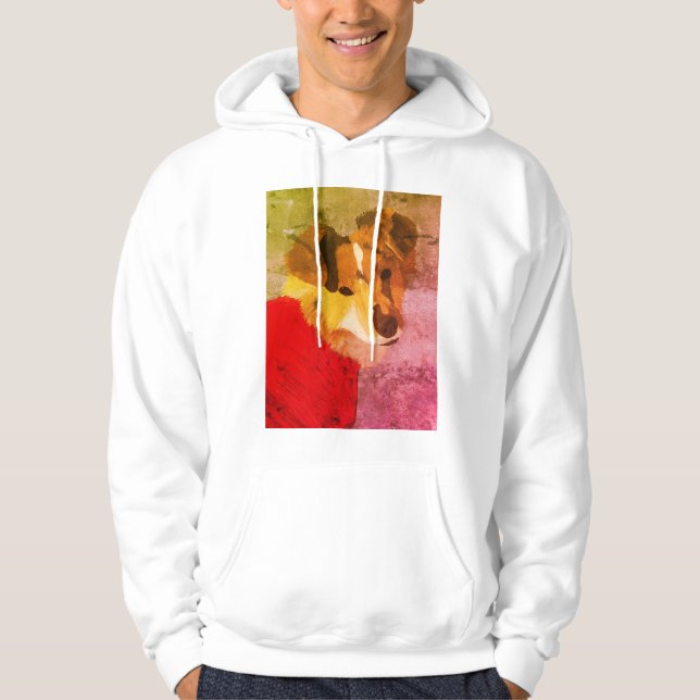 Sudadera Hoodie de retrato de perro pintado a mano (Anverso)