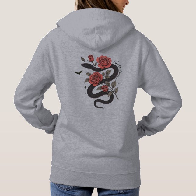 Sudadera Hoodie de serpientes y Rosas - Diseño floral gótic (Reverso)
