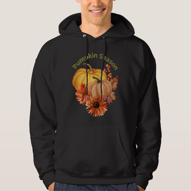 Sudadera Hoodie de temporada de calabaza con flores de otoñ (Anverso)