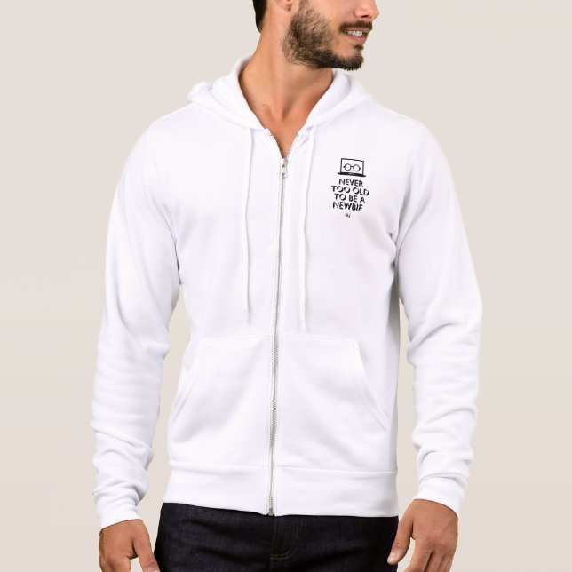 Sudadera Hoodie de Zip completa : Nunca a viejo (blanco) (Anverso)