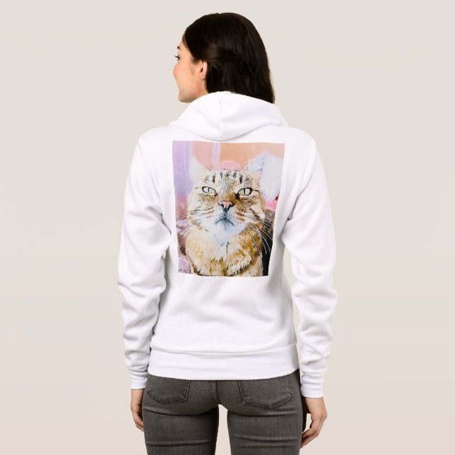Sudadera Hoodie de zip de gato de moda - Estilo de línea en (Reverso completo)
