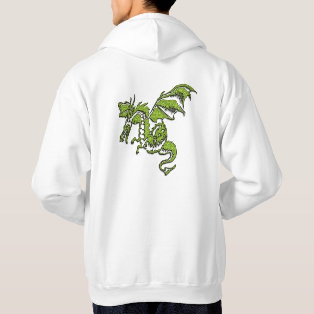 Sudadera Hoodie del dragón verde volador (Reverso)