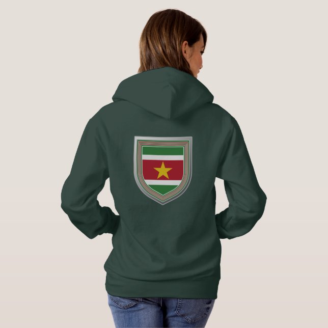 Sudadera Hoodie del escudo de bandera de Surinam (Reverso completo)