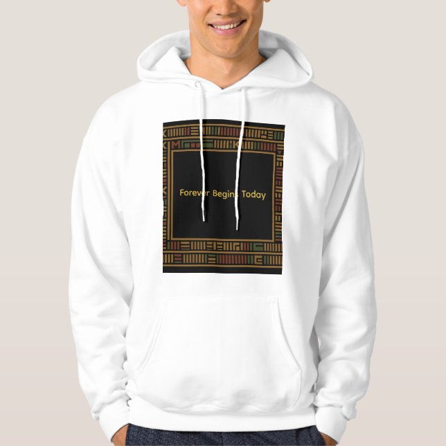 Sudadera Hoodie del patrón africano del kente dorado (Anverso)