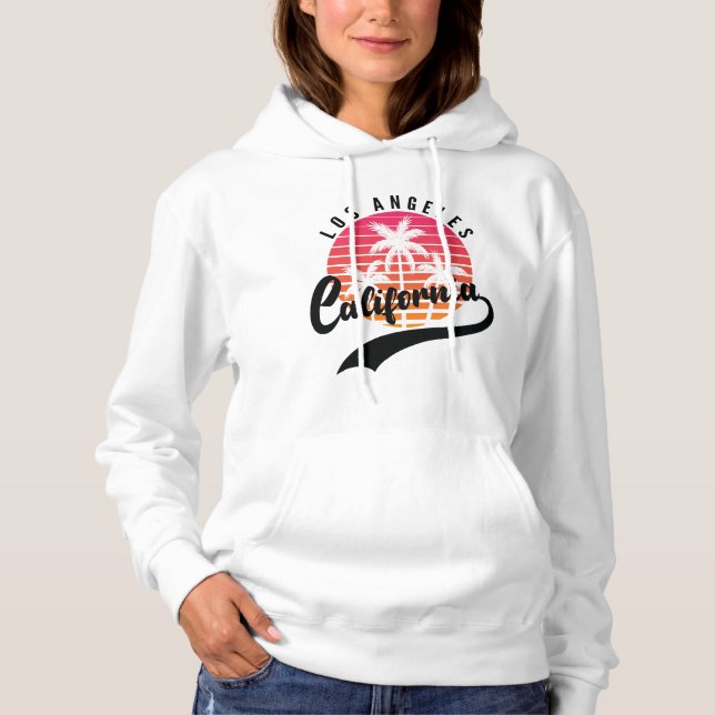 Sudadera Hoodie femenina retro blanca de Los Ángeles (Anverso)