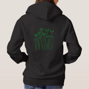Sudadera Hoodie femenino (gatos dibujados a mano negra)