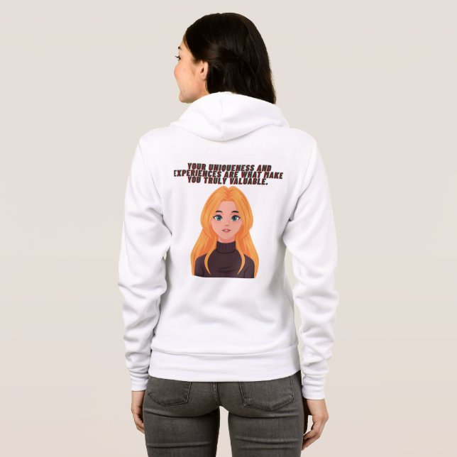 Sudadera Hoodie gráfico de confianza de Chica rubio (Reverso completo)