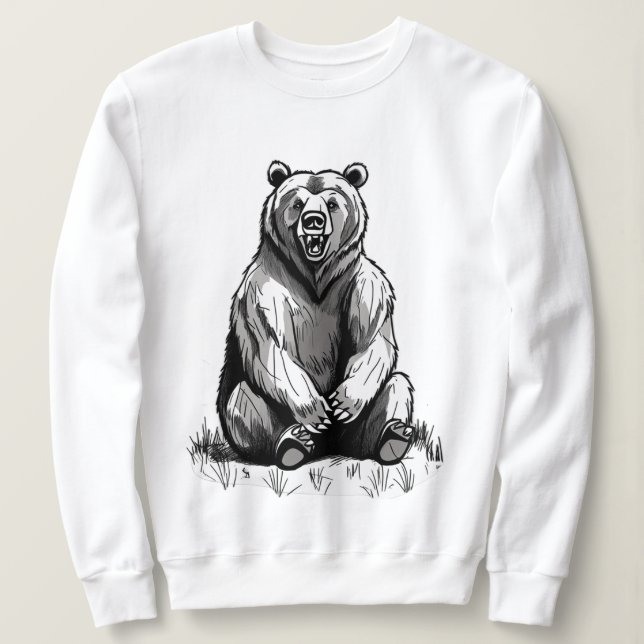 Sudadera Hoodie gráfico de oso de novedad, impresión en Gua (Anverso del diseño)