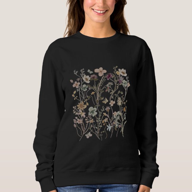Sudadera Hoodie impreso con flores para mujeres (Anverso)