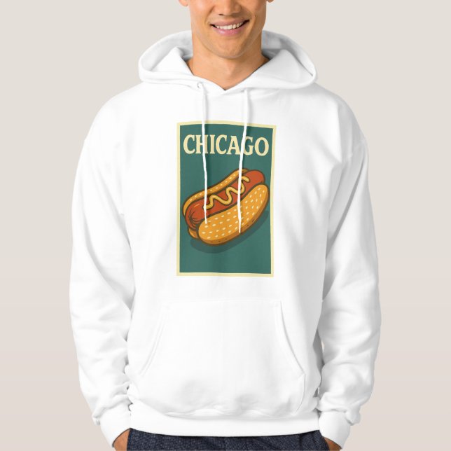 Sudadera Hoodie masculino con logo retro de hot dog (Anverso)