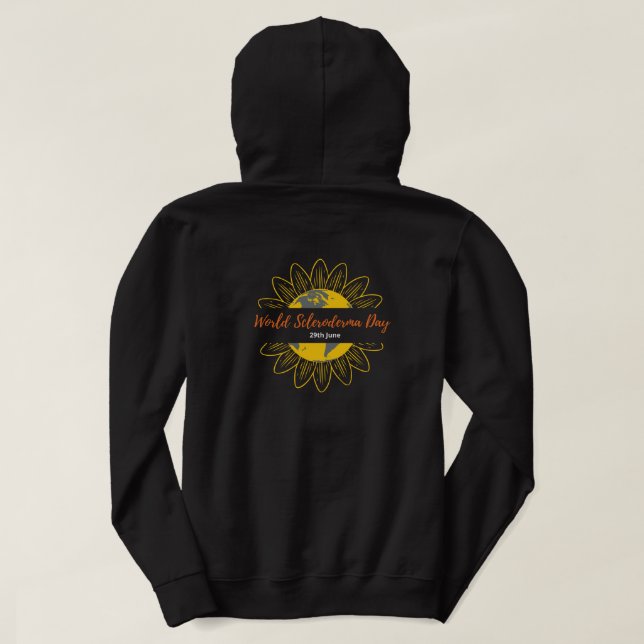 Sudadera Hoodie negra masculina - Día Mundial de la Esclero (Reverso del diseño)