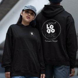 Sudadera Hoodie negro con el logotipo de su negocio blanco