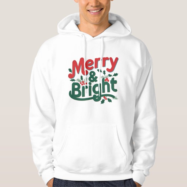 Sudadera Hoodie Pullover para Adultos Brillantes y Merry -  (Anverso)