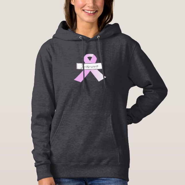 Sudadera Hoodie, superviviente del cáncer de mama en cinta  (Anverso)