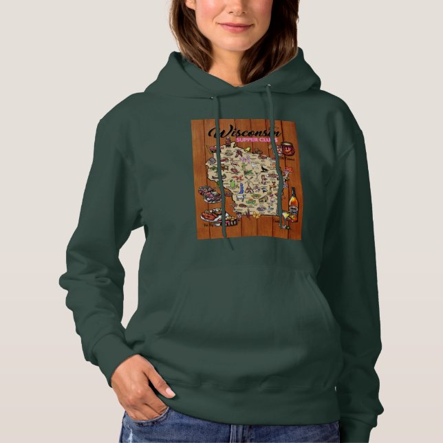 Sudadera Hoodie Unisex - Mapa del club de cena de Wisconsin (Anverso)