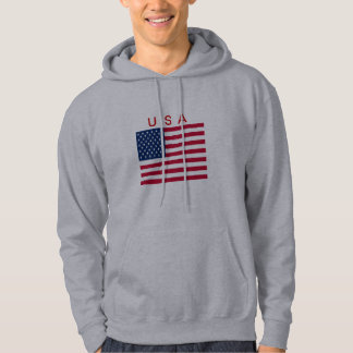 SUDADERA HOODIE USA FLAG RED WHITE BL