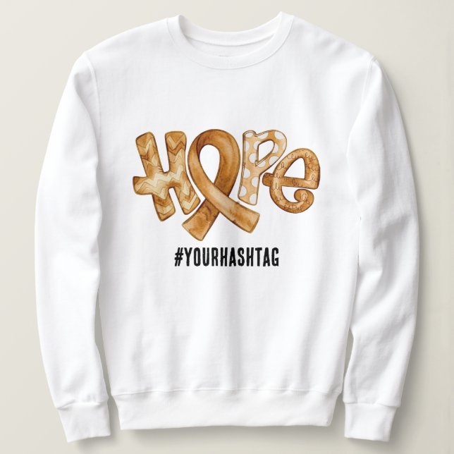 Sudadera Hope Awareness Ribbon Amber Personalized Hashtag (Anverso del diseño)