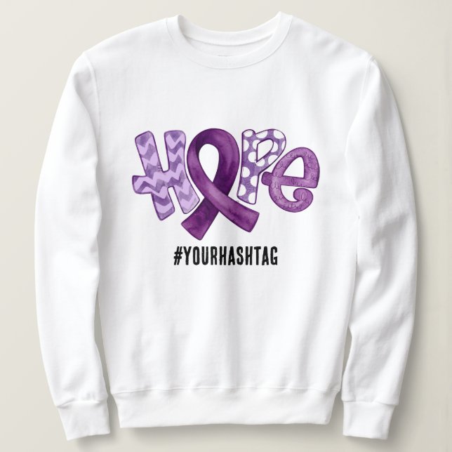 Sudadera Hope Awareness Ribbon Personalized Hashtag (Anverso del diseño)