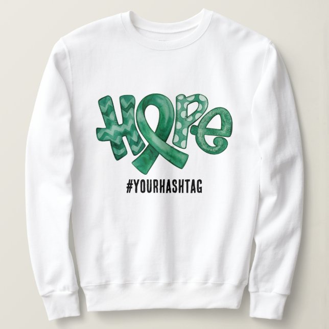 Sudadera Hope Awareness Ribbon Personalized Hashtag (Anverso del diseño)