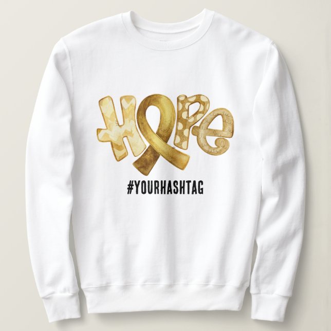 Sudadera Hope Awareness Ribbon Personalized Hashtag (Anverso del diseño)